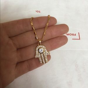 New 18k golden hand crystal necklace